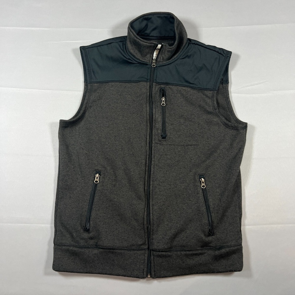 Sonoma Goods For Life Vest Mens Large Teal Charcoal Super‎ Soft Mock Neck Zip Up